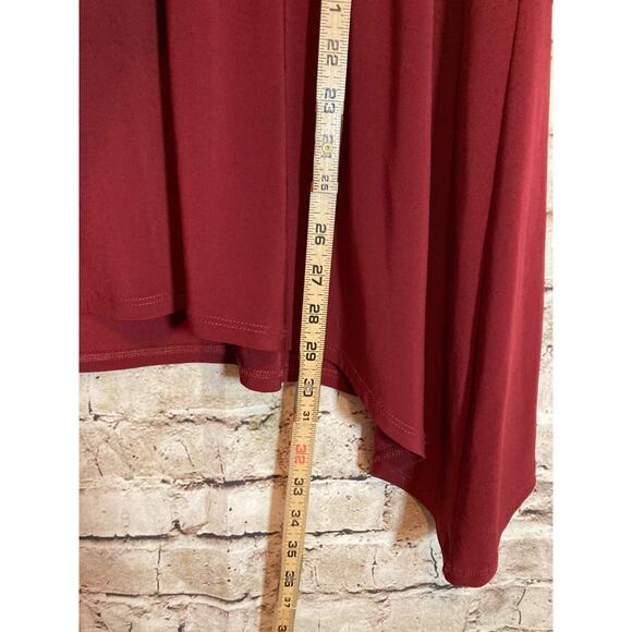 Clara Sun Woo Tunic Top Womens Small Maroon Asymmetric Cutout Artsy Stretch - Picture 8 of 12